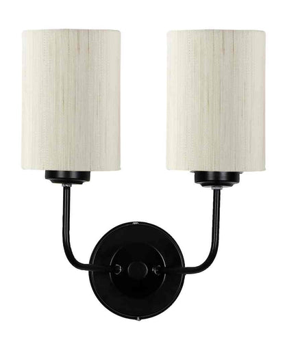 Timeless Cotton Wall Mounted Dual Lamp with Iron Base | Set of 2 | 4 x 12 x 14 inches