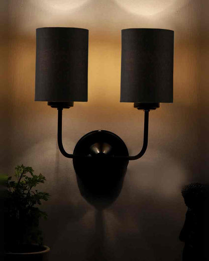 Timeless Cotton Wall Mounted Dual Lamp with Iron Base | Set of 2 | 4 x 12 x 14 inches