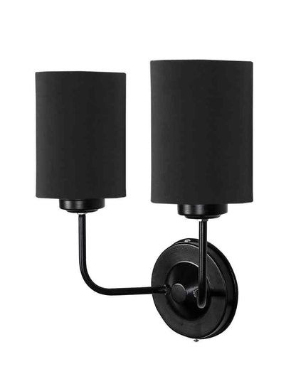 Timeless Cotton Wall Mounted Dual Lamp with Iron Base | Set of 2 | 4 x 12 x 14 inches