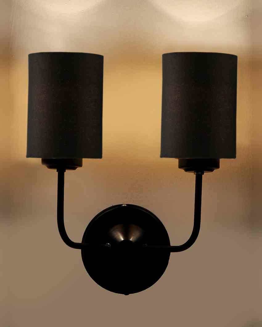 Timeless Cotton Wall Mounted Dual Lamp with Iron Base | Set of 2 | 4 x 12 x 14 inches