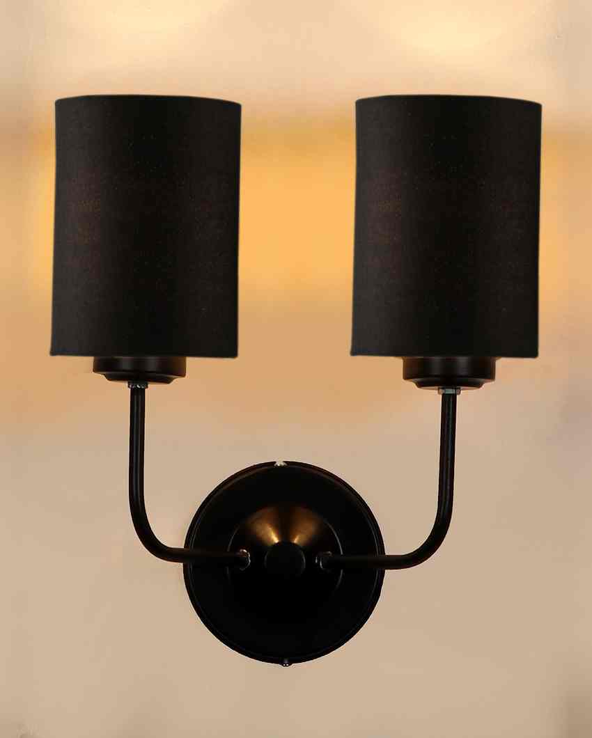 Timeless Cotton Wall Mounted Dual Lamp with Iron Base | Set of 2 | 4 x 12 x 14 inches