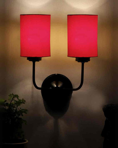 Timeless Cotton Wall Mounted Dual Lamp with Iron Base | Set of 2 | 4 x 12 x 14 inches