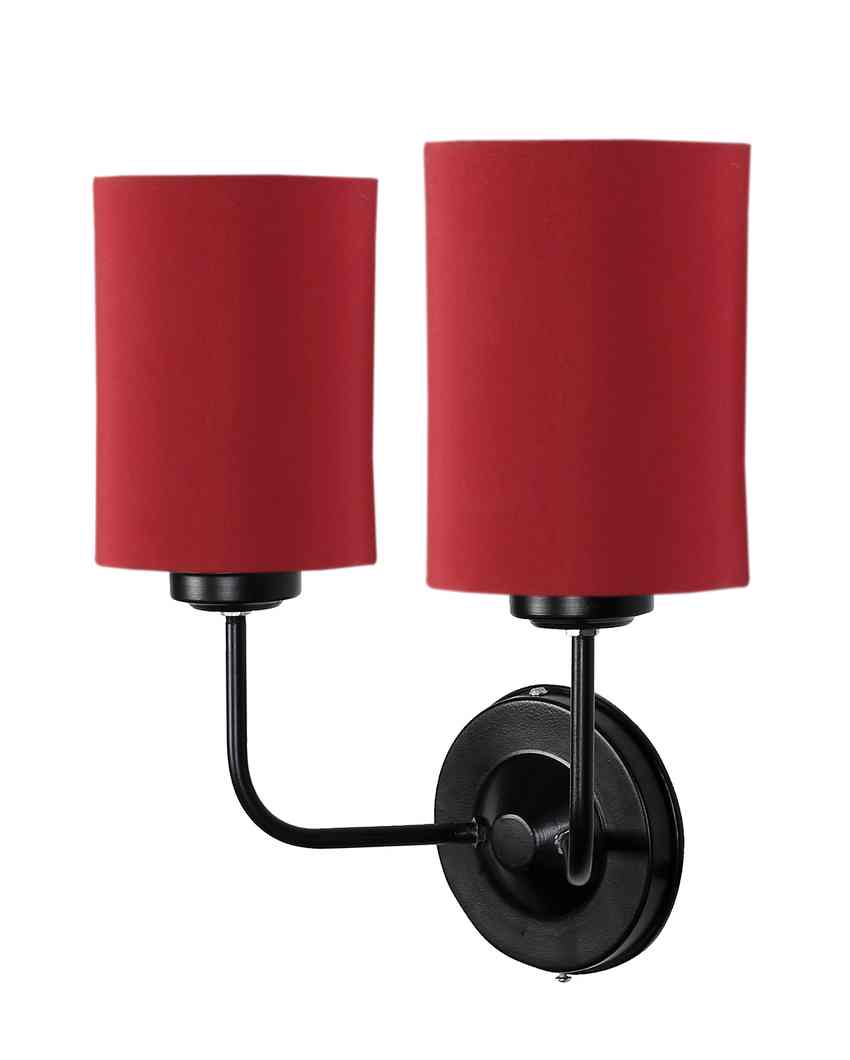 Timeless Cotton Wall Mounted Dual Lamp with Iron Base | Set of 2 | 4 x 12 x 14 inches