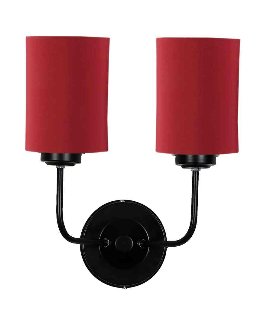 Timeless Cotton Wall Mounted Dual Lamp with Iron Base | Set of 2 | 4 x 12 x 14 inches