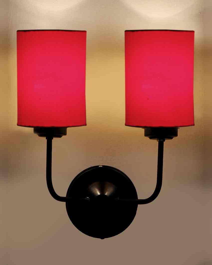 Timeless Cotton Wall Mounted Dual Lamp with Iron Base | Set of 2 | 4 x 12 x 14 inches