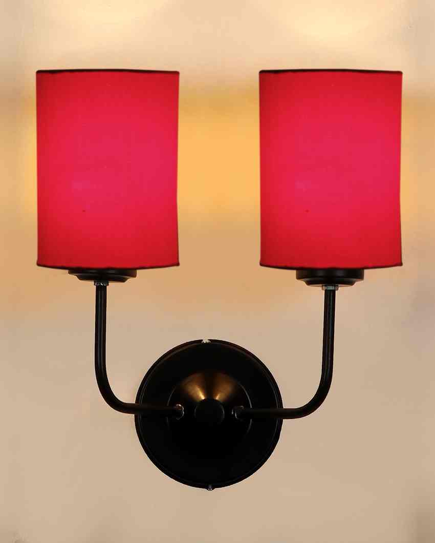 Timeless Cotton Wall Mounted Dual Lamp with Iron Base | Set of 2 | 4 x 12 x 14 inches