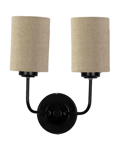 Sophisticated Jute Wall Dual Lamp Iron Base | Set of 2 | 4 x 12 x 14 inches