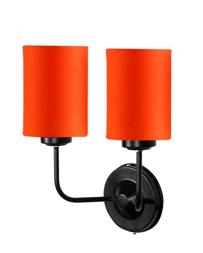 Timeless Cotton Wall Mounted Dual Lamp with Iron Base | Set of 2 | 4 x 12 x 14 inches