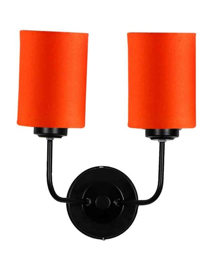 Timeless Cotton Wall Mounted Dual Lamp with Iron Base | Set of 2 | 4 x 12 x 14 inches