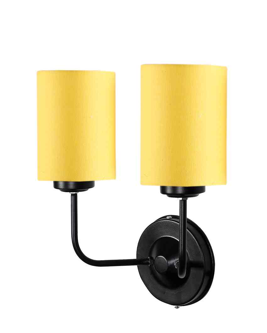 Timeless Cotton Wall Mounted Dual Lamp with Iron Base | Set of 2 | 4 x 12 x 14 inches