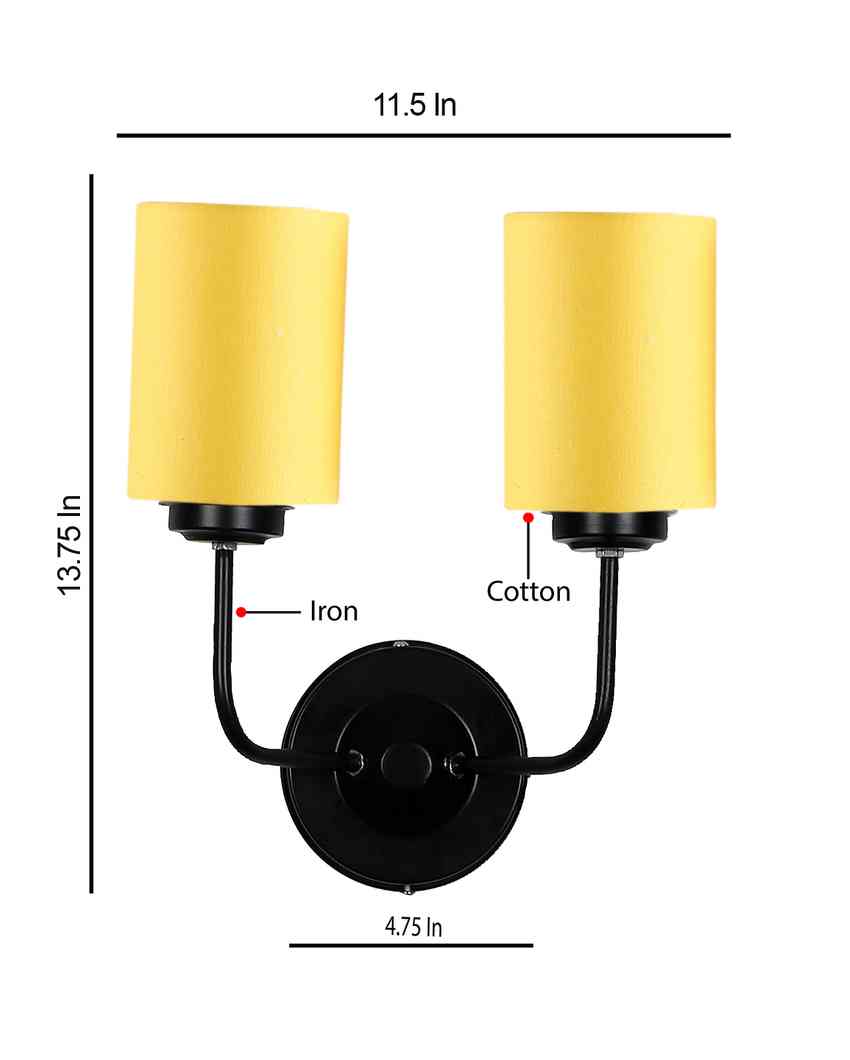 Timeless Cotton Wall Mounted Dual Lamp with Iron Base | Set of 2 | 4 x 12 x 14 inches