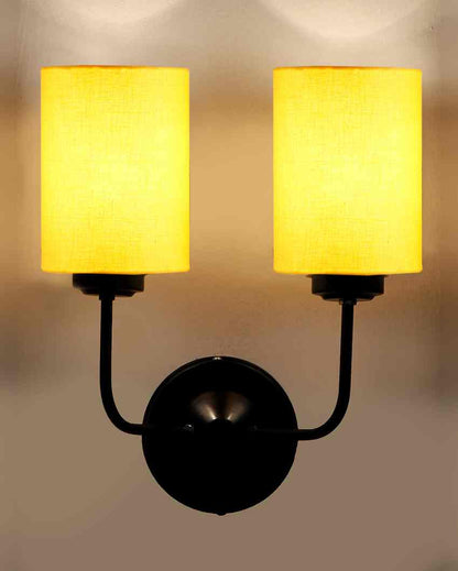 Timeless Cotton Wall Mounted Dual Lamp with Iron Base | Set of 2 | 4 x 12 x 14 inches