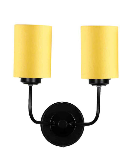 Timeless Cotton Wall Mounted Dual Lamp with Iron Base | Set of 2 | 4 x 12 x 14 inches