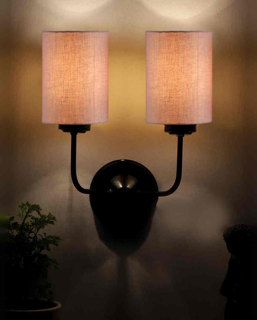 Timeless Cotton Wall Mounted Dual Lamp with Iron Base | Set of 2 | 4 x 12 x 14 inches