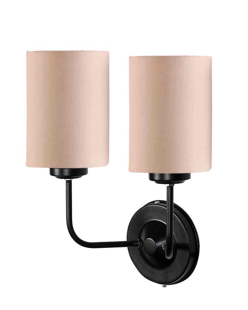 Timeless Cotton Wall Mounted Dual Lamp with Iron Base | Set of 2 | 4 x 12 x 14 inches