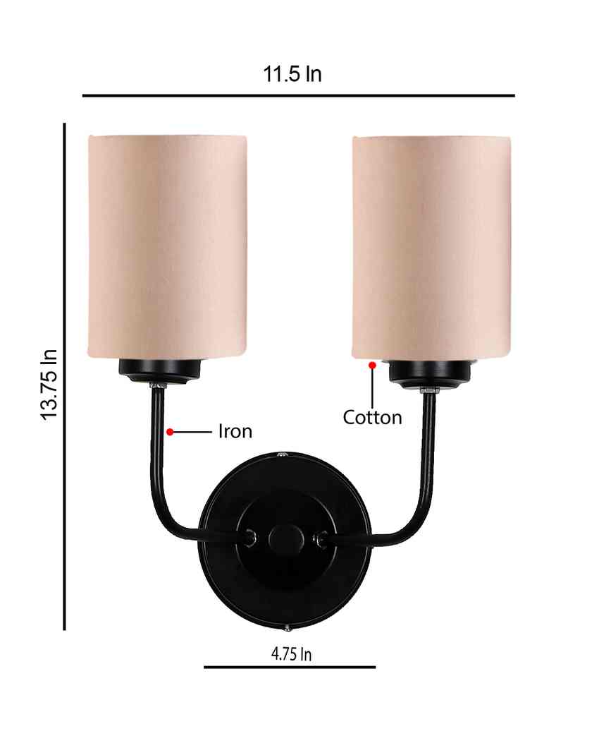 Timeless Cotton Wall Mounted Dual Lamp with Iron Base | Set of 2 | 4 x 12 x 14 inches