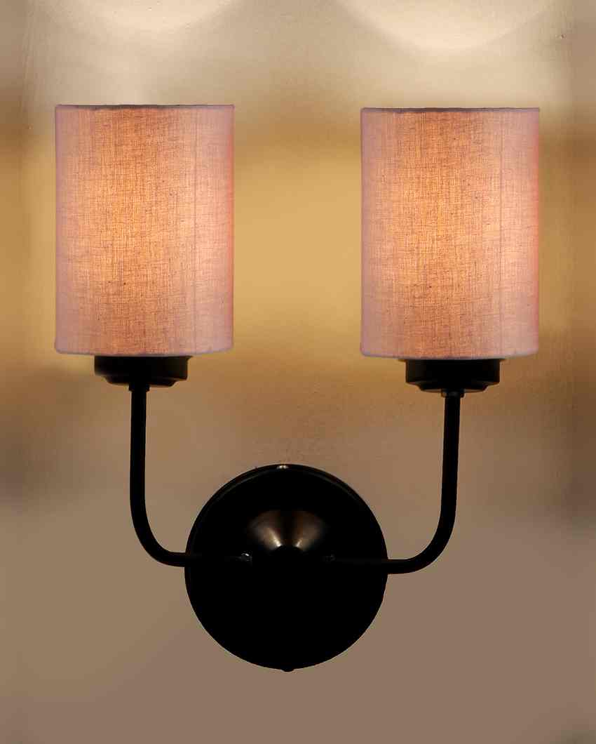 Timeless Cotton Wall Mounted Dual Lamp with Iron Base | Set of 2 | 4 x 12 x 14 inches