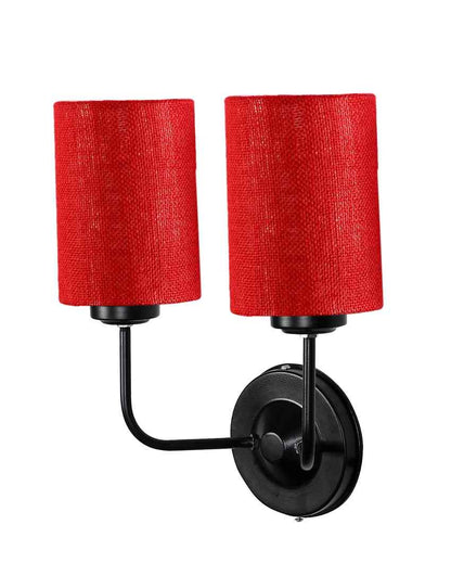 Sophisticated Jute Wall Dual Lamp Iron Base | Set of 2 | 4 x 12 x 14 inches