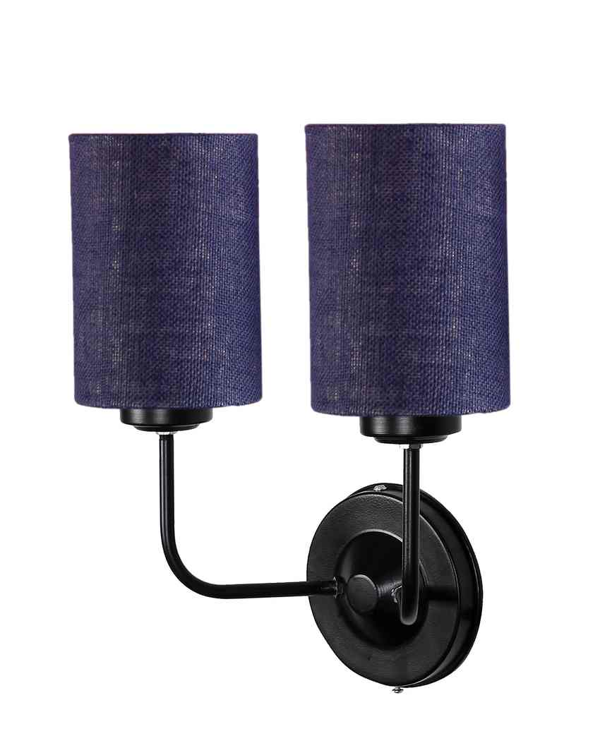 Sophisticated Jute Wall Dual Lamp Iron Base | Set of 2 | 4 x 12 x 14 inches