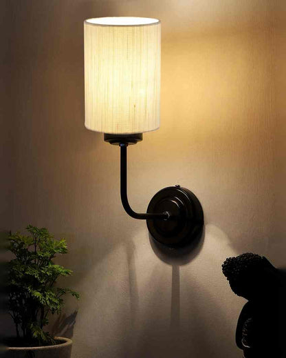 Vintage Elegant Cotton Wall Mounted Lamp With Iron Base | 7 x 4 x 12 inches