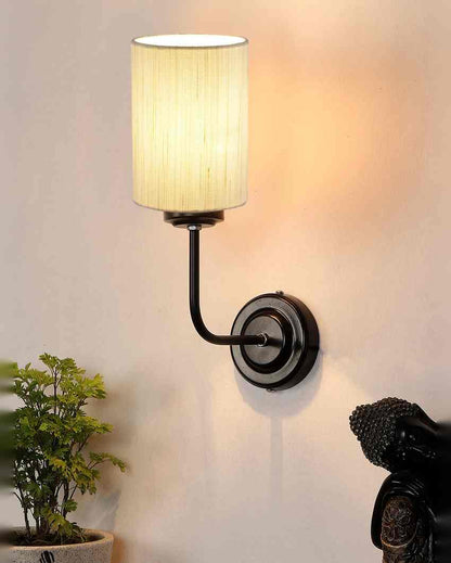 Vintage Elegant Cotton Wall Mounted Lamp With Iron Base | 7 x 4 x 12 inches