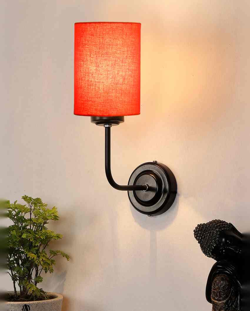 Vintage Elegant Cotton Wall Mounted Lamp With Iron Base | 7 x 4 x 12 inches