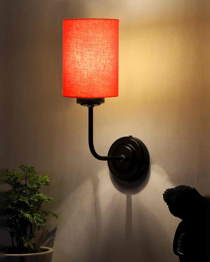 Vintage Elegant Cotton Wall Mounted Lamp With Iron Base | 7 x 4 x 12 inches