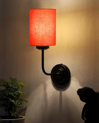 Vintage Elegant Cotton Wall Mounted Lamp With Iron Base | 7 x 4 x 12 inches