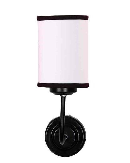 Stylish White & Black Cotton Wall Mounted Lamp Iron Base | 7 x 4 x 12 inches