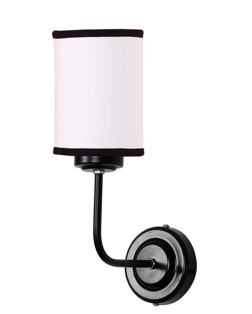 Stylish White & Black Cotton Wall Mounted Lamp Iron Base | 7 x 4 x 12 inches