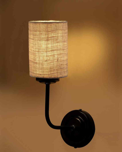 Natural Jute Wall Mounted Lamp Iron Base | 7 x 4 x 12 inches