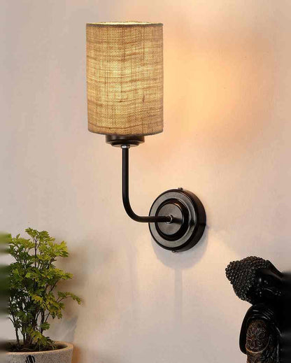 Natural Jute Wall Mounted Lamp Iron Base | 7 x 4 x 12 inches