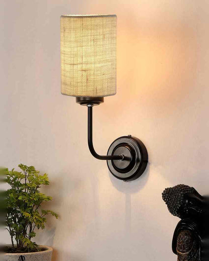 Natural Jute Wall Mounted Lamp Iron Base | 7 x 4 x 12 inches