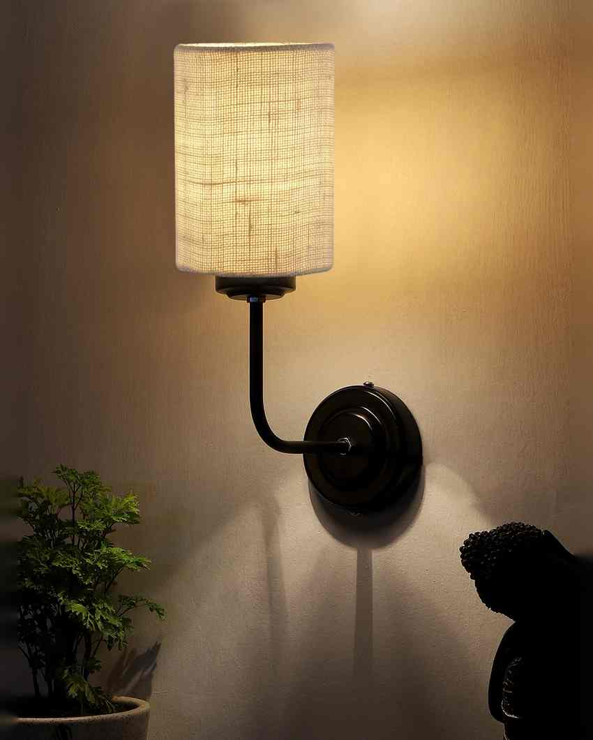 Natural Jute Wall Mounted Lamp Iron Base | 7 x 4 x 12 inches