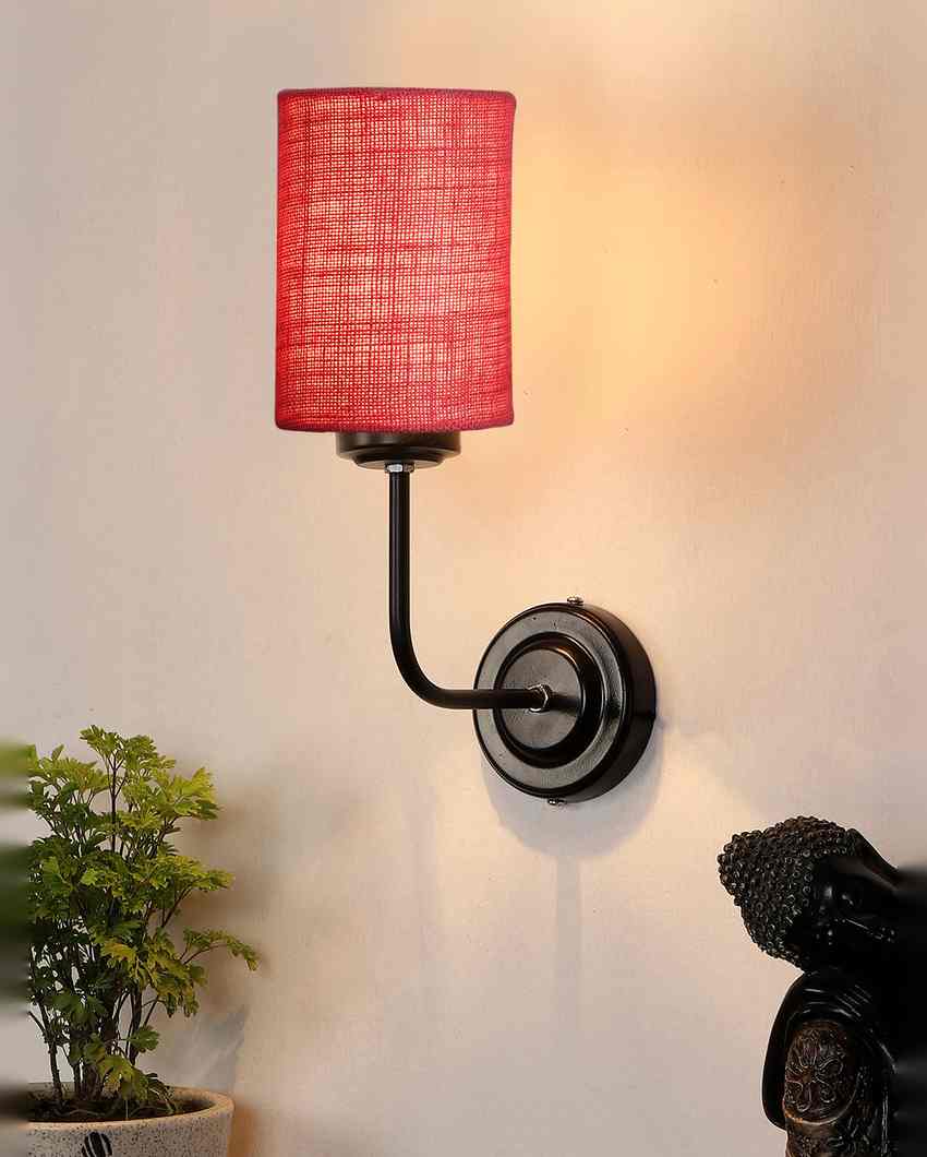 Natural Jute Wall Mounted Lamp Iron Base | 7 x 4 x 12 inches