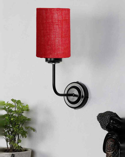 Natural Jute Wall Mounted Lamp Iron Base | 7 x 4 x 12 inches