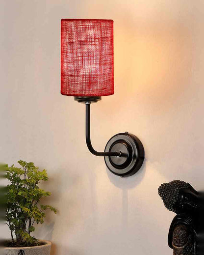 Natural Jute Wall Mounted Lamp Iron Base | 7 x 4 x 12 inches