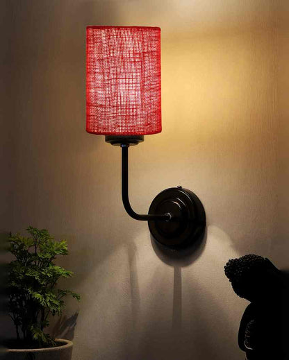 Natural Jute Wall Mounted Lamp Iron Base | 7 x 4 x 12 inches