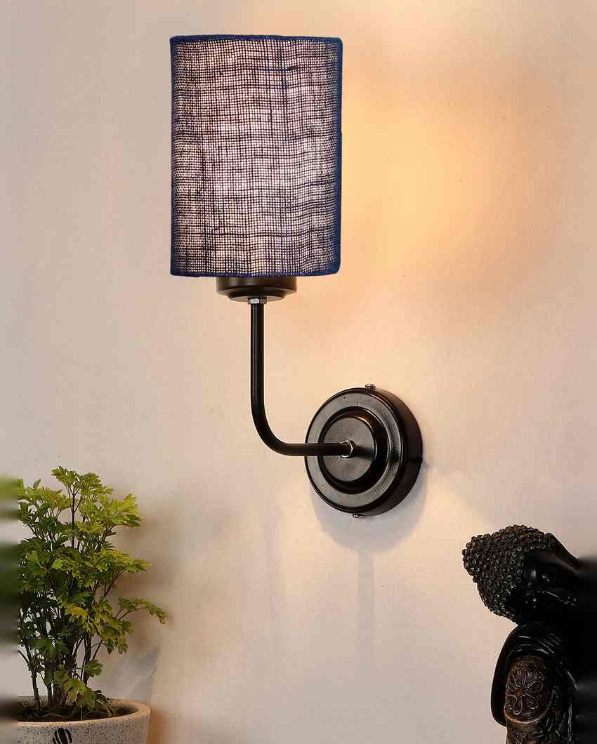 Natural Jute Wall Mounted Lamp Iron Base | 7 x 4 x 12 inches