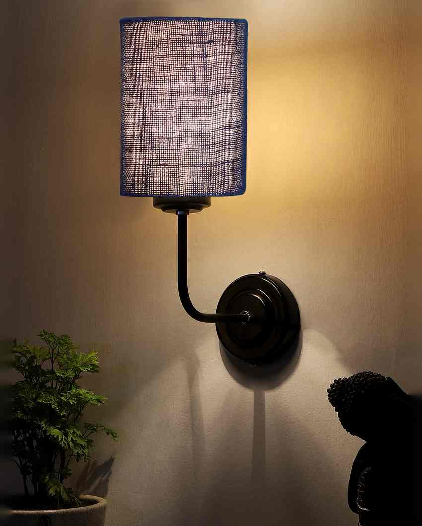 Natural Jute Wall Mounted Lamp Iron Base | 7 x 4 x 12 inches