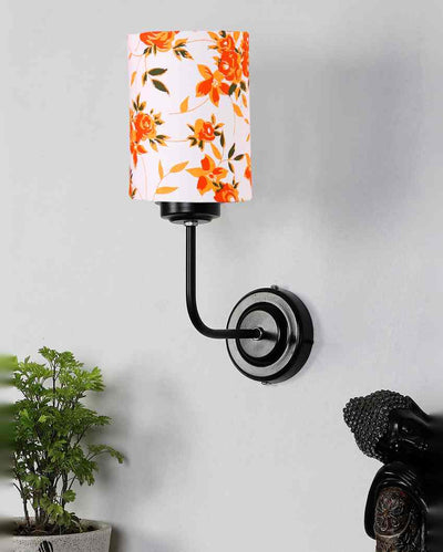 Elegant Refined Cotton Shade Wall Mounted Lamp With Iron Base | 7 x 4 x 12 inches