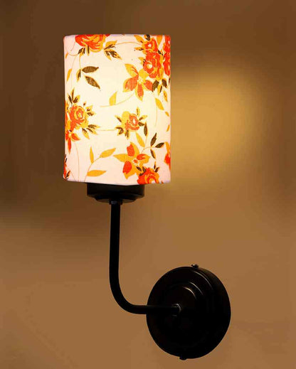 Elegant Refined Cotton Shade Wall Mounted Lamp With Iron Base | 7 x 4 x 12 inches