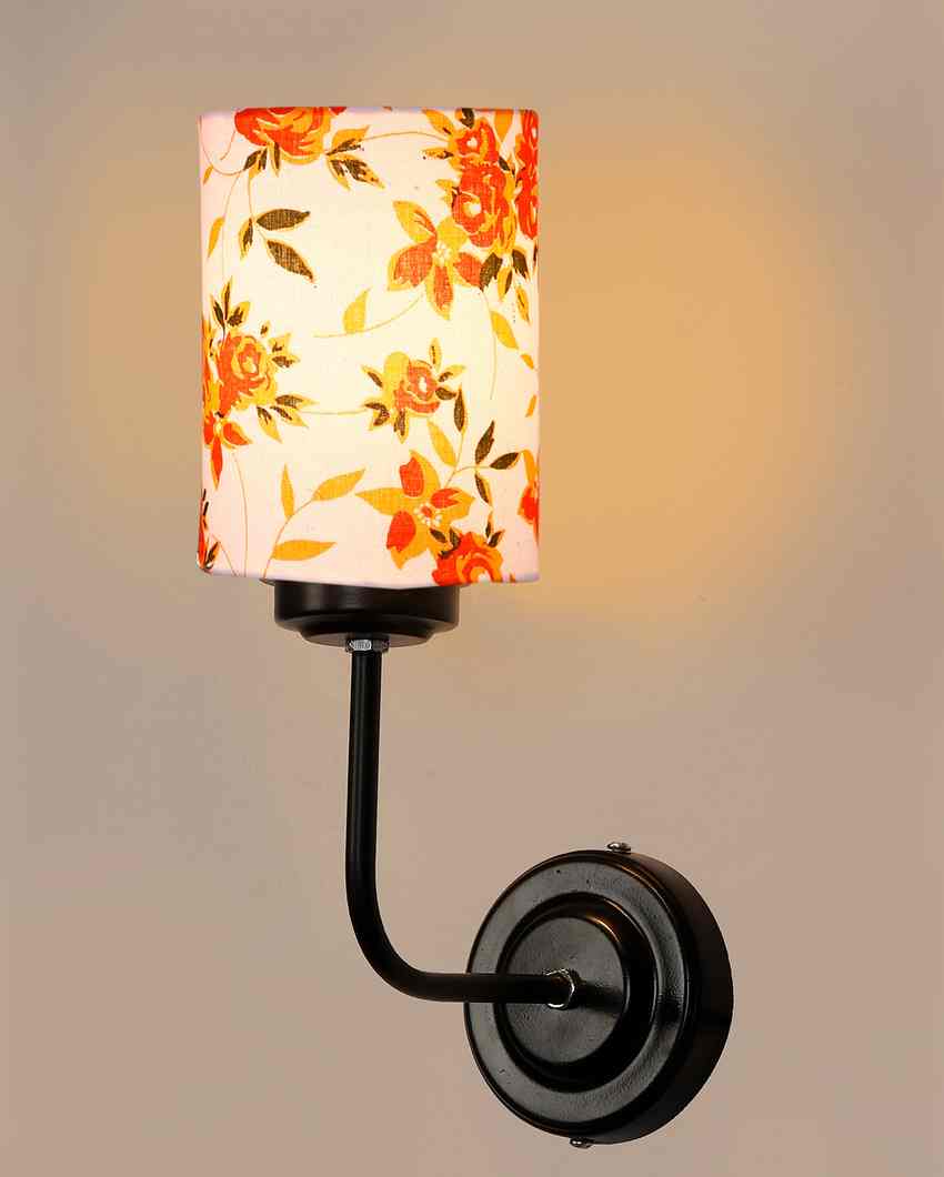 Elegant Refined Cotton Shade Wall Mounted Lamp With Iron Base | 7 x 4 x 12 inches