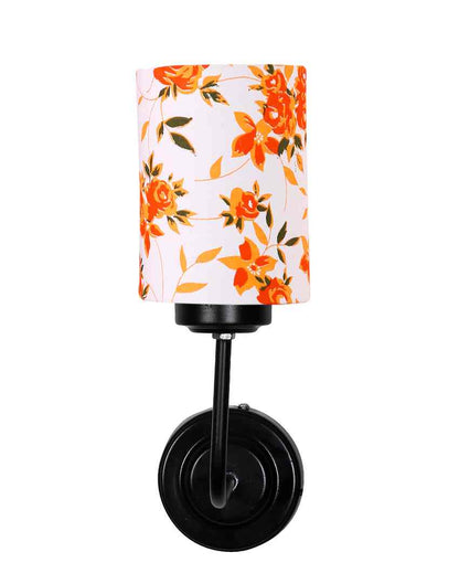 Elegant Refined Cotton Shade Wall Mounted Lamp With Iron Base | 7 x 4 x 12 inches