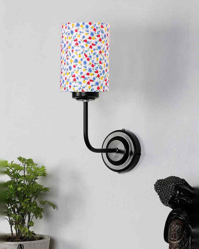 Sleek Cotton Shade Wall Mounted Lamp With Iron Base | 7 x 4 x 12 inches