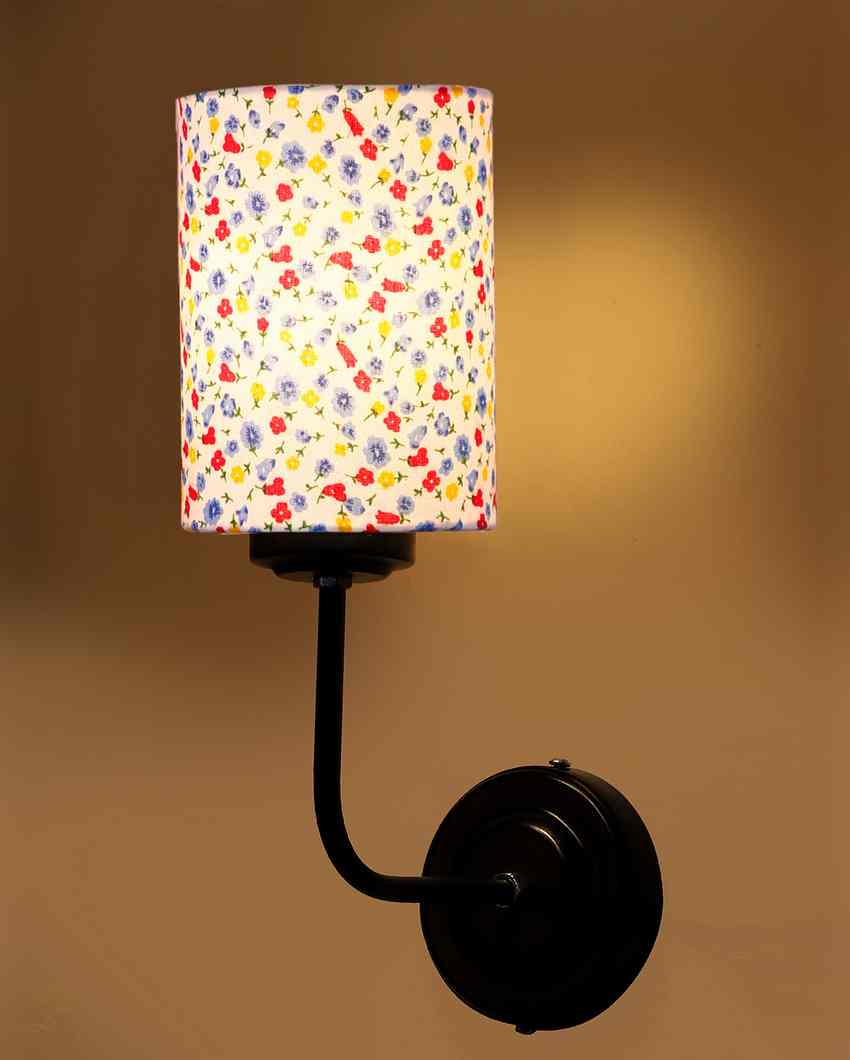 Sleek Cotton Shade Wall Mounted Lamp With Iron Base | 7 x 4 x 12 inches