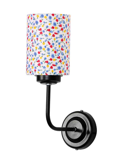 Sleek Cotton Shade Wall Mounted Lamp With Iron Base | 7 x 4 x 12 inches