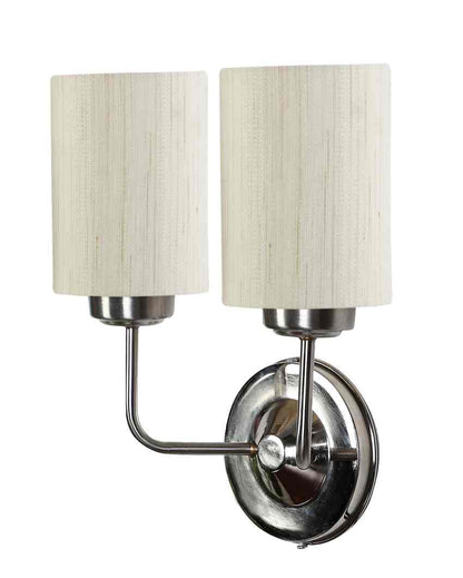 Classic Cotton Wall Mounted Dual Lamp with Steel Base | Set of 2 | 4 x 12 x 14 inches