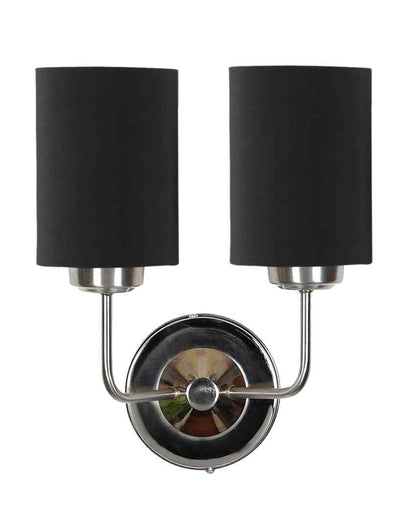 Classic Cotton Wall Mounted Dual Lamp with Steel Base | Set of 2 | 4 x 12 x 14 inches