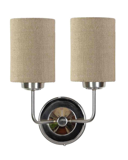 Classic Cotton Wall Mounted Dual Lamp with Steel Base | Set of 2 | 4 x 12 x 14 inches